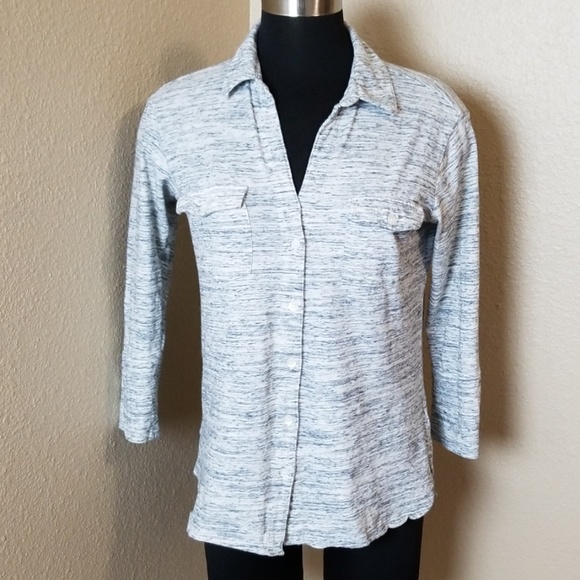 James Perse Gray Heather Button Front Shirt - Picture 1 of 6